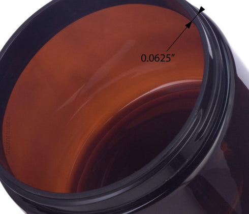 JUVITUS 6 oz Amber PET Plastic Refillable Low Profile Jar, 6 Pack Storage Containers (Black Lids)