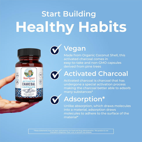 MaryRuth Organics Activated Charcoal Capsules | Vegan Capsules from Pine Trees | 40 Count, Non-GMO, Gluten Free