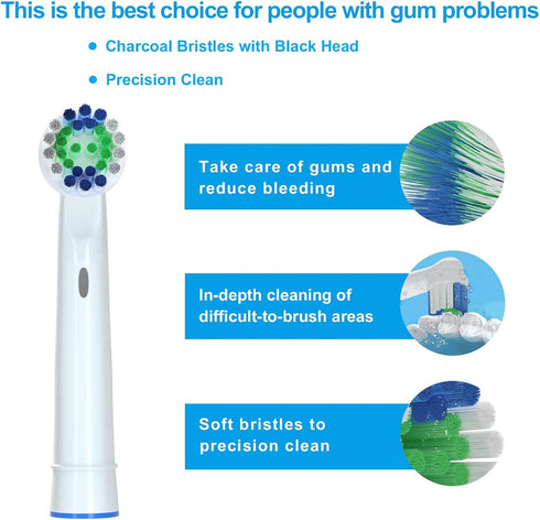 Electric Toothbrush Replacement Heads Compatible with Oral-B, Soft Bristles, 16 Pack
