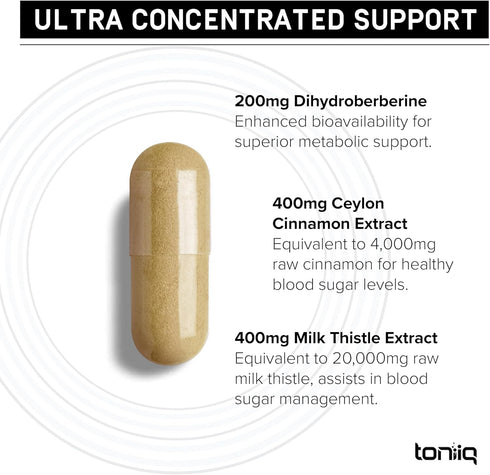 Ultra Concentrated Dihydroberberine Supplement 24,000 mg per Serving with Ceylon Cinnamon, 200mg GlucoVantage