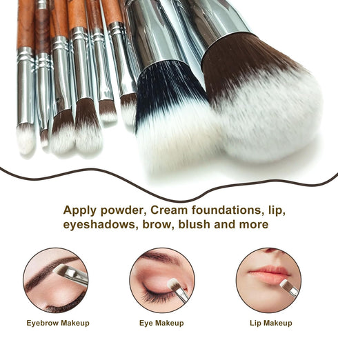 Travel Makeup Brushes Set with Case, 8 Pcs Travel Size Makeup Brush Set for Foundation, Powder, Eyebrow, Eye Shadows,
