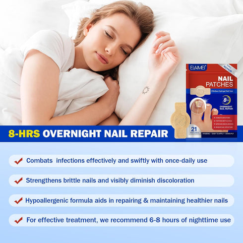 ISUNRISE 42 8-Hour Nail Repair Patches Pcs, Toenail Treatment Extra Strength, Overnight Nail Treatment for Damaged