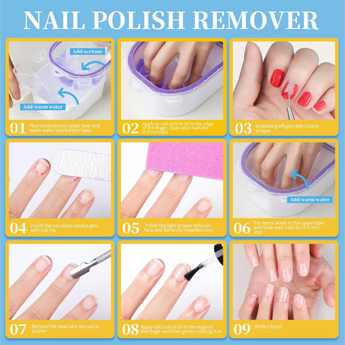Teenitor Soak Off Bowl Nail Soaking Bowl, Acetone Proof Gel Polish Remover Tools with Cuticle Pusher