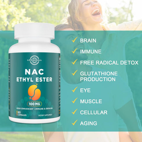 N-Acetyl Cysteine Ethyl Ester 100mg with Glycine 600mg, Immune System Support, 60 Capsules