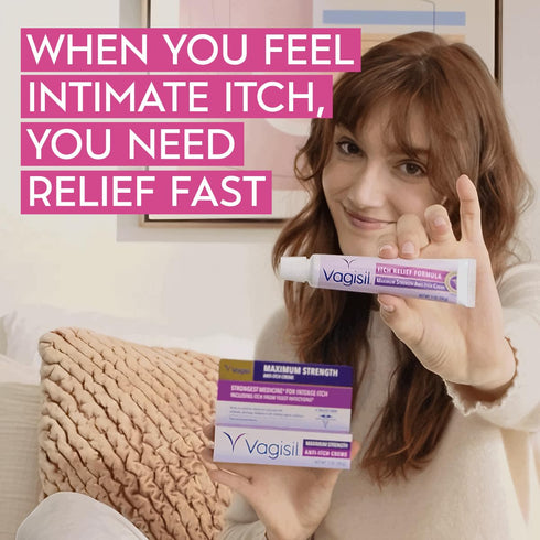 Vagisil Maximum Strength Feminine Anti-Itch Cream with Benzocaine for Women, 1 oz