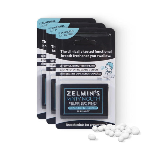 Zelmin's Minty Mouth Breath Freshener - 3 Pack for Long Lasting Bad Breath Treatment