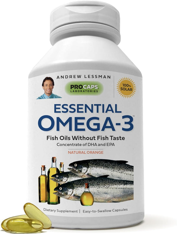 ANDREW LESSMAN Essential Omega-3 Orange, 60 Softgels, Ultra-Pure High Potency Omega-3 Oils, Easy to Swallow