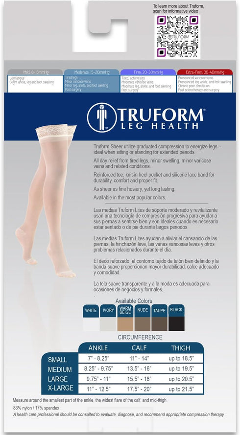 Truform Lites Thigh High, Large, Beige, Pack of 2