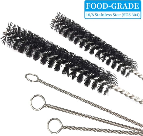 Pipe Cleaners Tool Set, 100 Hard Bristle Pipe Cleaners, 3-in-1 Tamper Reamer, Mini Nylon Brush Set, 2 Straw Cleaning
