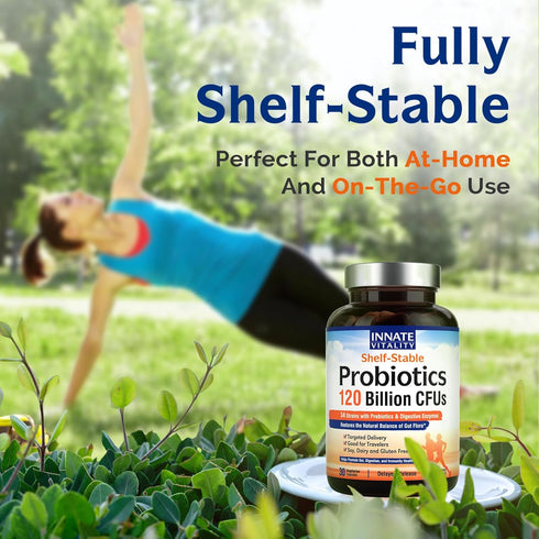 Innate Vitality Probiotics 120 Billion CFUs - 30 Vegan Capsules for Men & Women with Prebiotics & Digestive Enzymes