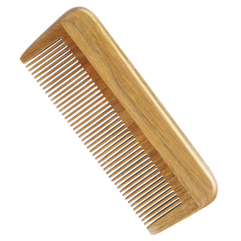 Onedor Handmade 100% Natural Green Sandalwood Comb for Men, Hair and Beard Styling Pocket Comb with Leather Case
