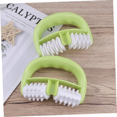 Set 2 of Ergonomic Green Hand Rollers for Muscle Relief and Recovery