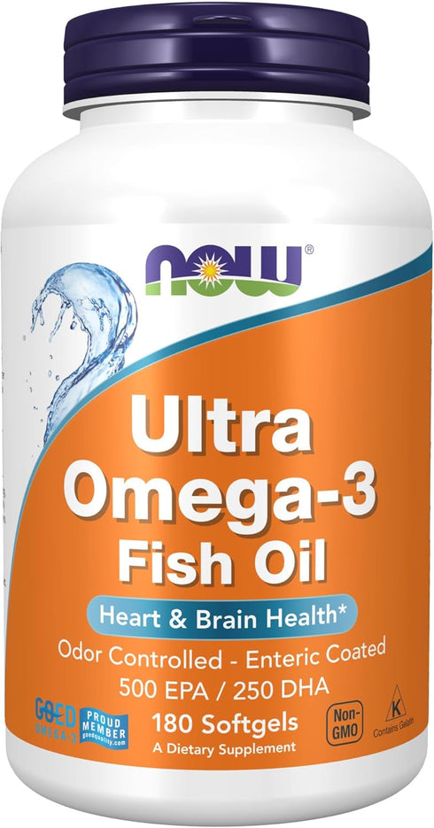 NOW Ultra Omega-3 Molecularly Distilled and Enteric Coated, 180 Softgels