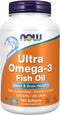 NOW Ultra Omega-3 Molecularly Distilled and Enteric Coated, 180 Softgels