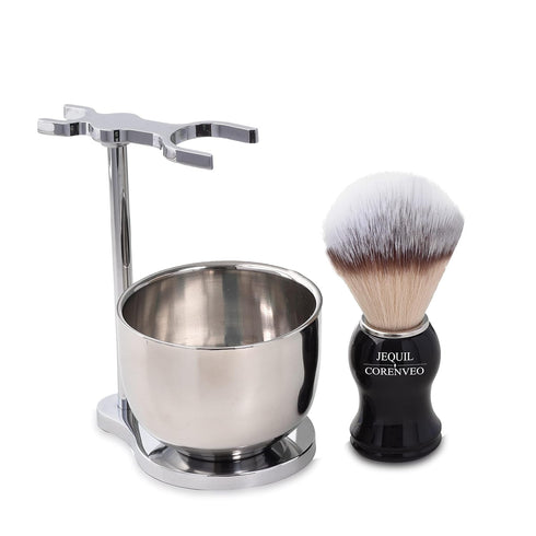 Shaving Set for Men, 3 in 1 Grooming Set with Shaving Brush, Bowl, Razor & Brush Stand