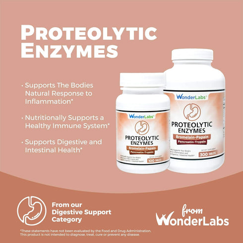 Proteolytic Enzymes - Bromelain Papain Pancreatin 550 mg Total with Amylase, Lipase, and Protease, 300 Tablets