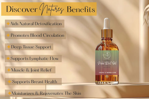 Living Farms (4oz, Organic Poke Root Castor Oil | Vegan Lymphatic Support | Cysts, Boils, Fibroids, Swollen Lymph