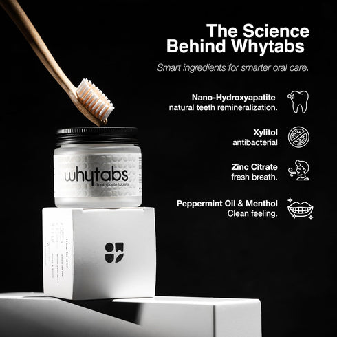 whytabs 5% (70 1 Nano Hydroxyapatite Toothpaste Tablets NHA Enamel Repair & Remineralization, Fluoride Free Chewable