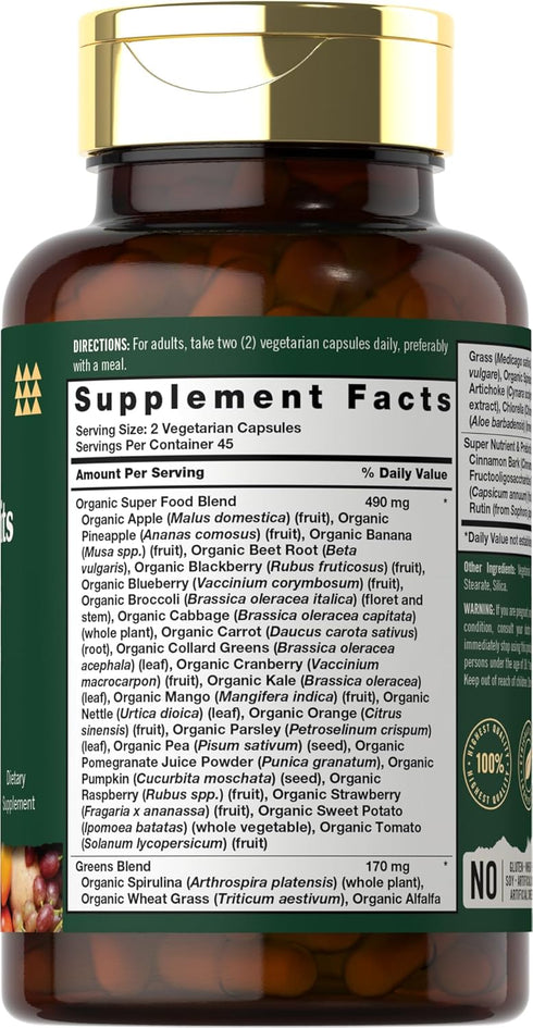 Super Fruits and Veggies Capsules | 90 Count | Vegetarian, Non-GMO and Gluten Free Supplement