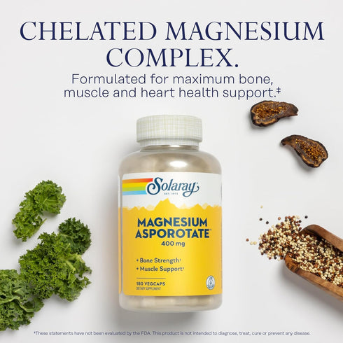 Solaray Magnesium Asporotate 400 mg | Aspartate, Orotate & Citrate Complex | 180 VegCaps for Healthy Heart