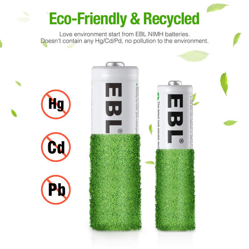 EBL AA Rechargeable Batteries 2800mAh (4 Pack) and AAA 1100mAh (4 Pack), 1.2V Ni-Mh Combo