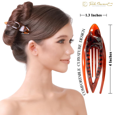 RC ROCHE ORNAMENT 6 Pcs French Concord Hair Clip - Curved Clips for Thick or Thin Hair, No Slip Strong Grip