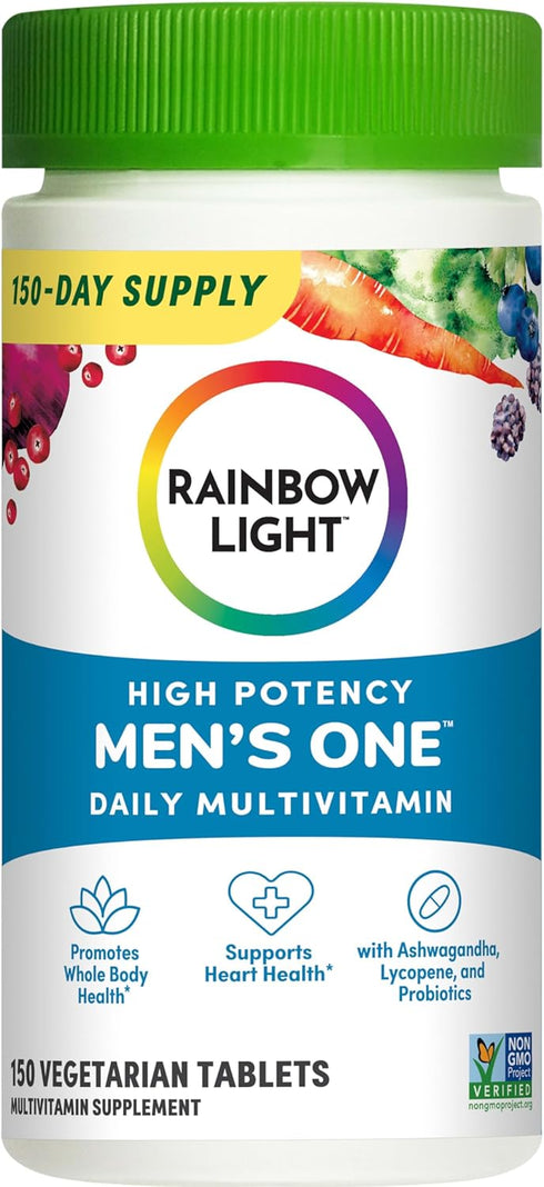 Rainbow Light Multivitamin for Men, Vitamin C, D & Zinc, Probiotics, 150 Tablets, Non-GMO, Vegetarian