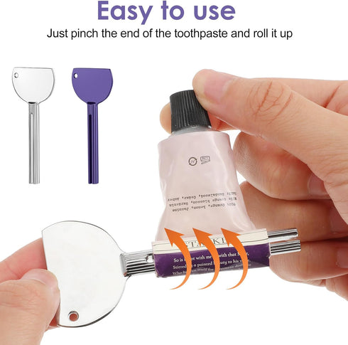salbsever 2PCS Set Toothpaste Squeezer Tool Metal Tube Squeezer Toothpaste Key Stainless Steel Dispenser Tube Squeezers