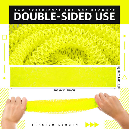 Geiserailie African Long Bathing Net Sponge Long Net Shower Body Scrubber Back Scrubber Skin Smoother Net Bathing Sponge for Daily Use or Stocking Stuffer (Luminous Yellow)