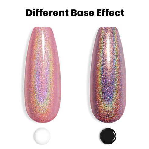RARJSM Holographic Nail Polish | Rose Gold Gel Nail Polish with Mermaid Unicorn Effect Glitter | Suitable for Spring