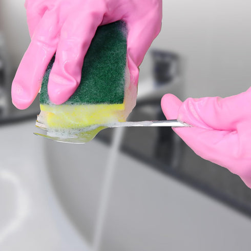Eco Non-Scratch Sponges, Scrub Pads for Kitchen and Dish Cleaning, 12 Scrubbing Sponges + Draining Rack