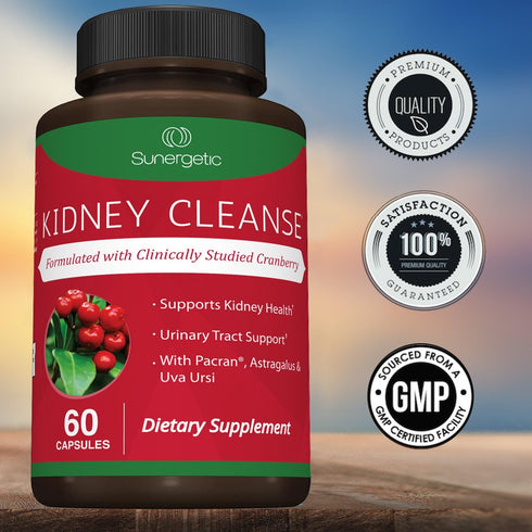Powerful Kidney Cleanse Supplement with Cranberry Extract - 60 Vegetarian Capsules for Healthy Kidneys & Urinary Tract