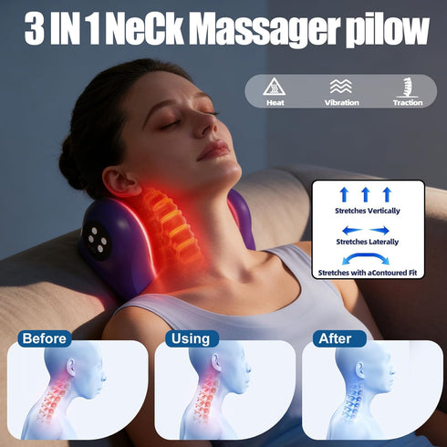 Kyntria 3 3-in-1 2000mAH Neck Massager with Heat, Neck and Shoulder Relaxer, Cervical Spine Alignment for Pain Relief