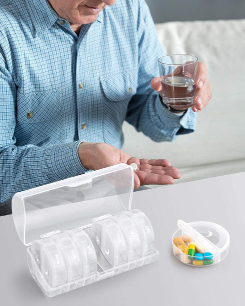 TookMag Pill Organizer 2 Times a Day, Travel Medicine Pill Box, Weekly AM PM Pill Cases for Vitamins and Supplements