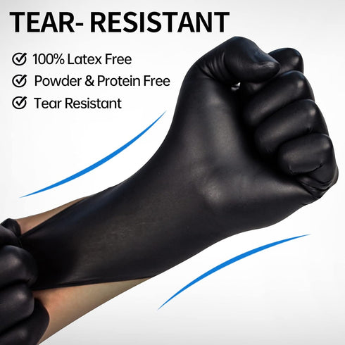 Basic Black Nitrile Exam Gloves - Latex-Free & Powder-Free, Heavy-Duty Industrial and Medical Glove, NGXM-1046 Large (pack of 100)