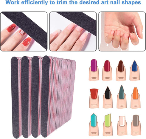Nail File (100 Pcs), Emery Board Nail Files for Acrylic and Natural Nails, 100/180 Grit Double Sided Emery Boards for Nails Fingernail Filer Bulk for Professional Finger Nail Filer Manicure Set