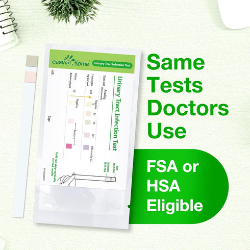 Easy@Home UTI Urine Testing Kit, 10 Individual Pouch Test Strips, FSA Eligible for Urinalysis