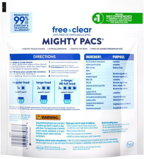 all Mighty Laundry Detergent Pacs, Free Clear for Sensitive Skin, Unscented, 39 Count