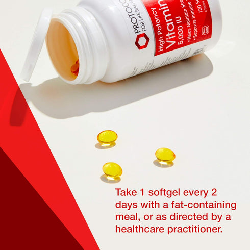 Protocol Vitamin D3 5,000 IU, 120 Softgels - Bone & Teeth Support, Dietary Supplement for Immunity & Mineralization,