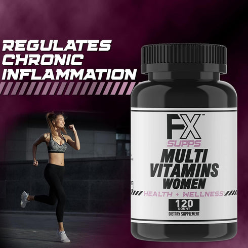 FXSUPPS Multivitamin for Women - Vegan with Vitamin C, D, E, Zinc for Immune Support, Biotin, Iron, Antioxidants (120