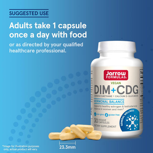 Jarrow Formulas DIM + CDG - 30 Veggie Capsules - Dietary Supplement for Liver Detox Support, Healthy Hormone Regulation