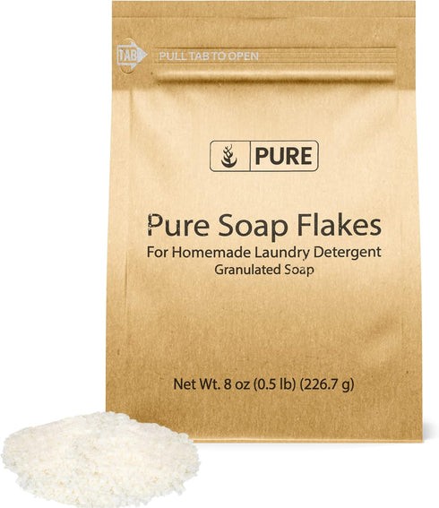 Pure Original Ingredients Soap Flakes, 8 oz, Tallow Based Homemade Laundry Detergent, Granulated Soap