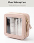 Mini Clear Makeup Bag for Purse, Cute Small Travel Cosmetic Bag with Visual Window & Dual Zippers, Pink Mini Pouch