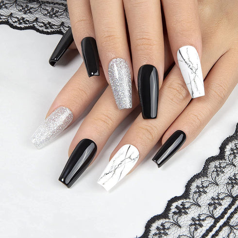 RARJSM Black and White Gel Nail Polish 15ml Soak Off UV LED Curing Required for French Manicure, 2pcs Set