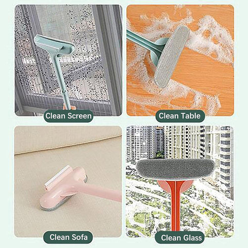 SCGRHP 2 1 Mesh Screen Cleaner - in Window Cleaner Brush, Glass Cleaning Scraper, Dual Purpose, Extendable (Blue)