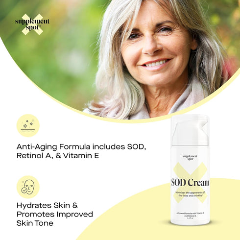 Superoxide Dismutase (SOD) Anti-Aging Cream - Face Moisturizer for Fine Lines & Wrinkles, 3.4 oz
