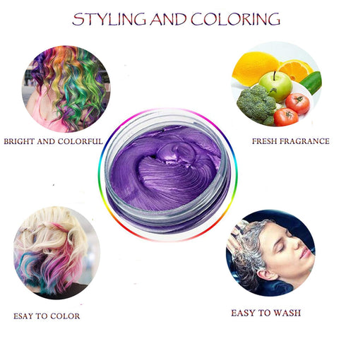 Purple Hair Color WAX 4.23 oz - Instant Temporary Hair Dye Wax for Men and Women, Party, Daily Use, Cosplay