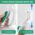 Scrub Brush Kit, 4 Pack Deep Cleaning Brush Set - 2 Scrub Brushes, 2 Tile and Grout Brushes with Scraper