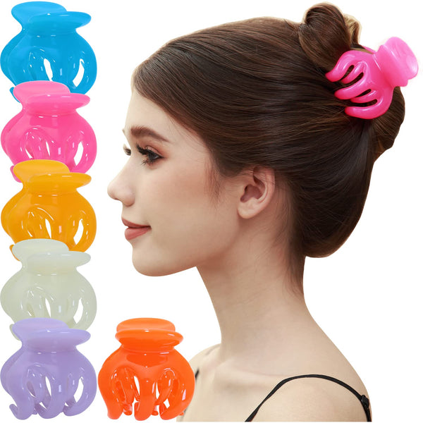RC ROCHE ORNAMENT 6 Pcs Medium Jelly Candy Multicolor Hair Pumpkin Interlocking Teeth Claw Clip for Women