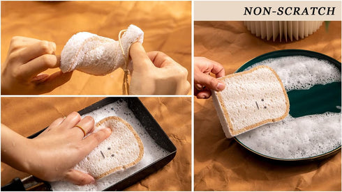 Biodegradable Cellulose Compressed Sponges, Cute Cat Paw Lemon Kitchen Wood Pulp Cleaning Sponges, 3 Packs